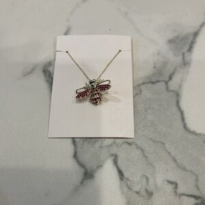 sterling silver pink bee pendant necklace